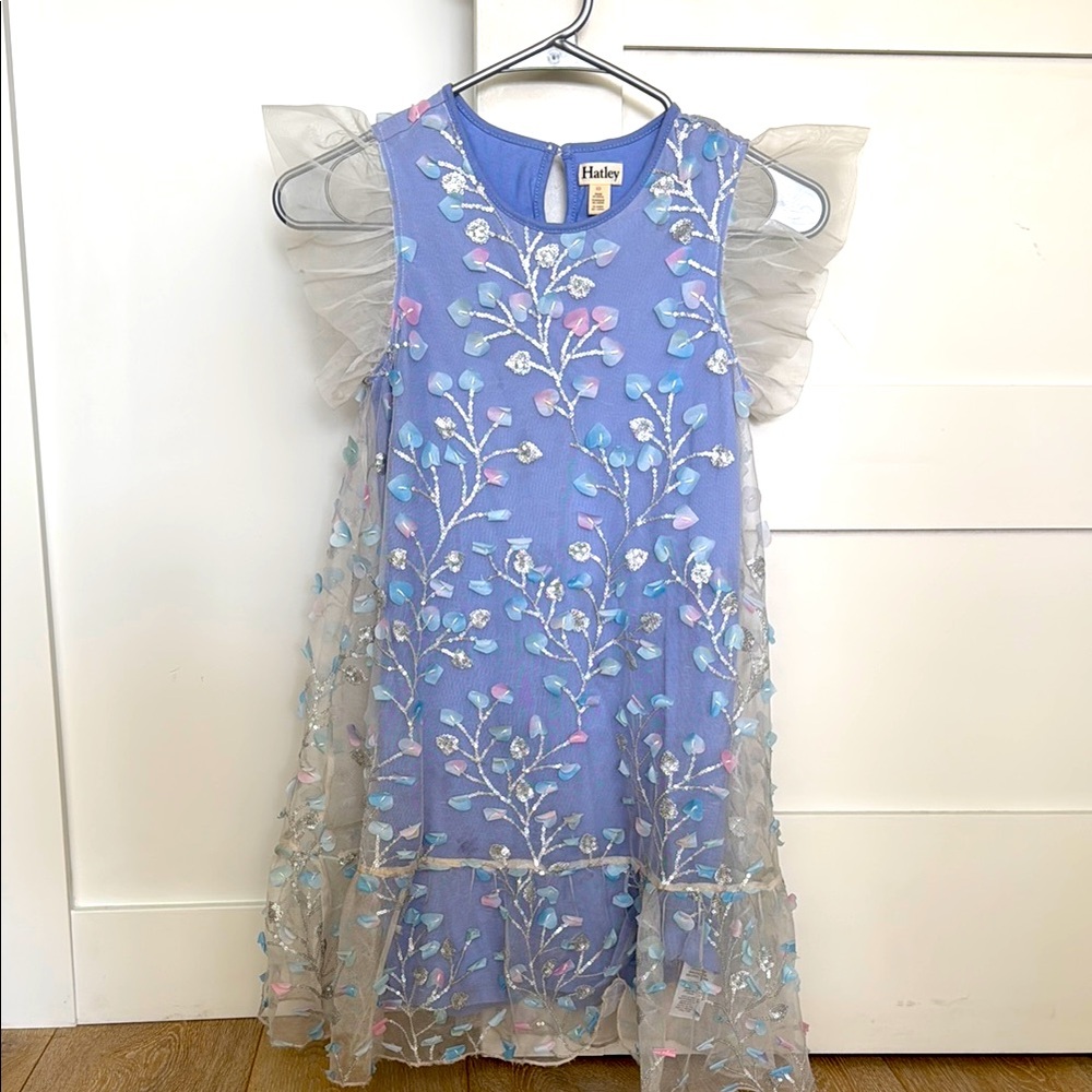 Hatley dress with embroidered overlay, size 10, in EUC